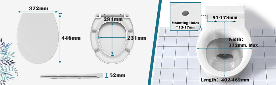 toilet seat size