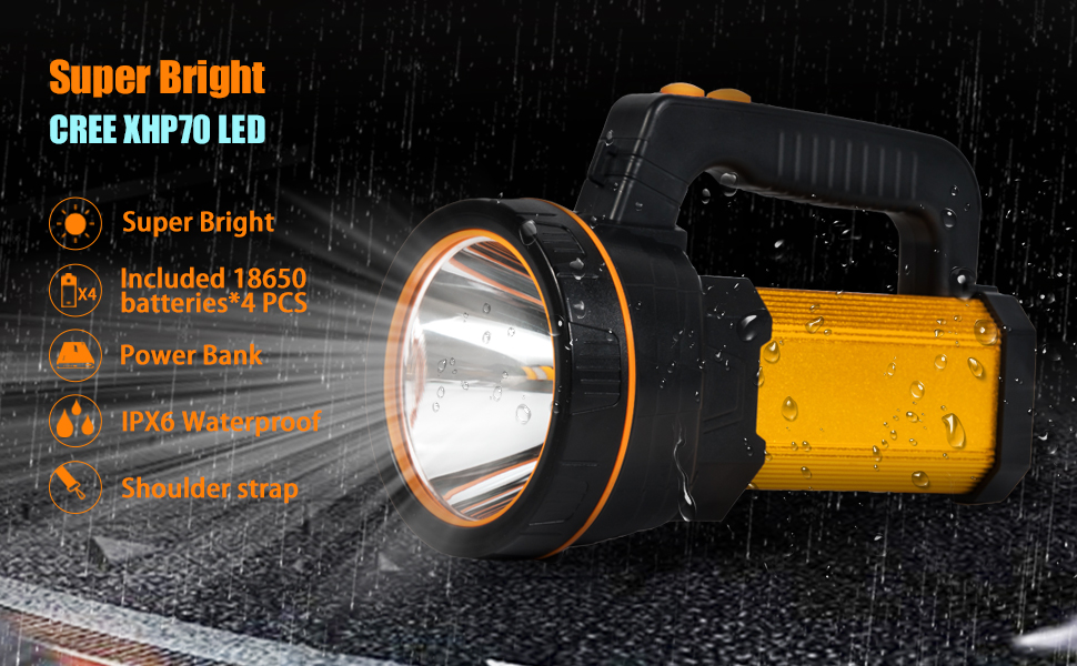 led torch super bright rechargeable flashlight spotlight searchlight handheld