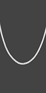 Amberta 925 Sterling Silver 2 mm Rhombus Curb Chain Necklace