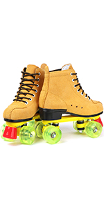 Yellow Suede Roller Skates