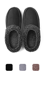 ULTRAIDEAS Men's Slip On Moc Slippers with Memory Foam and Fuzzy Wool-Like Lining