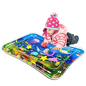 Inflatable tummy time water mat