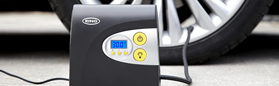 RAC601 inflator connected to a car tyre