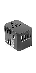 Black Travel Adapter