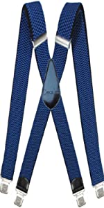 Decalen Mens Suspenders Heavy Duty with Strong Clips Big Tall Braces Adjustable Blue