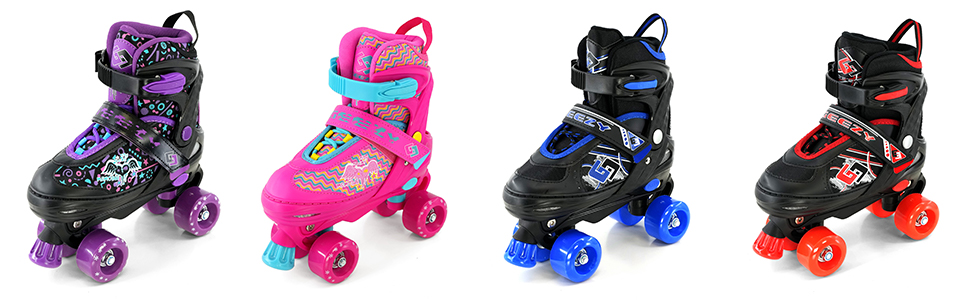 Children Childs 4 Wheel Kids Boys Girls Adjustable Quad Roller Skates Boots