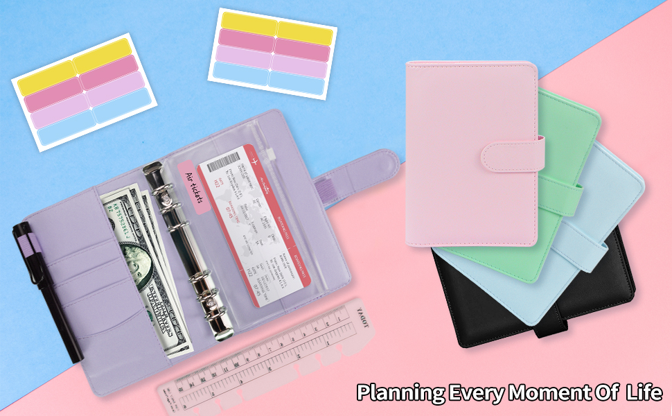 Colorful budget binder