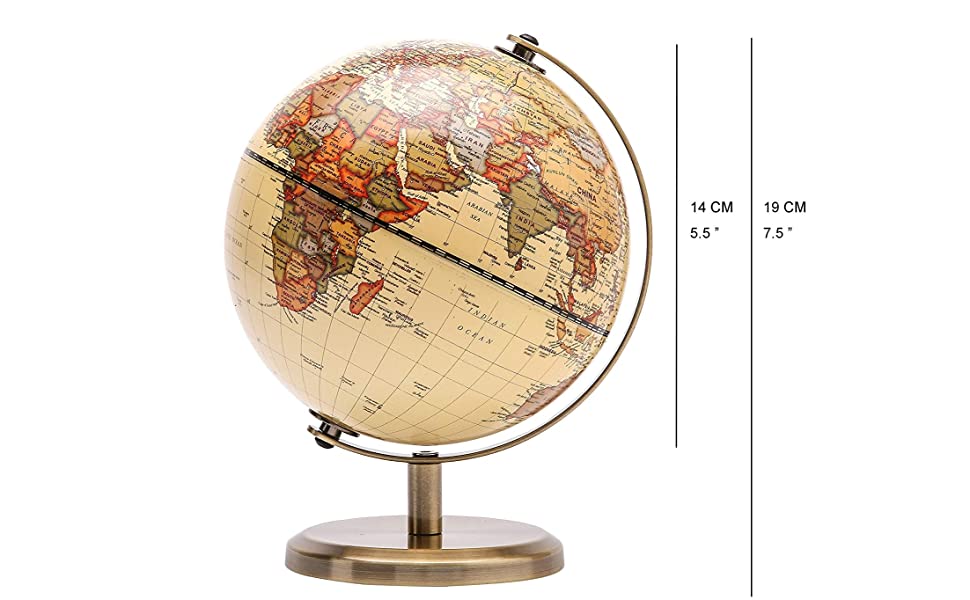 Exerz TOPGLOBE 14cm World Globe - Educational/Geographic/Modern Desktop Decoration