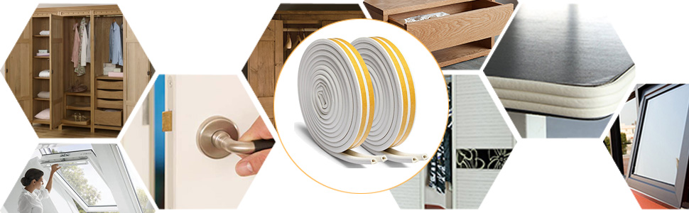 Weather Strip Tape, Doors Windows Draught Excluder Anti-Collision Self-Adhesive Rubber