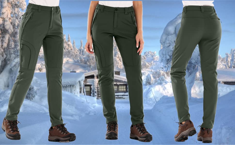 Women's Outdoor Waterproof Windproof Fleece Slim Cargo Snow Ski