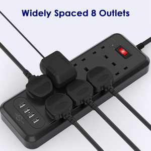 multi plug extension sockets surge protector 1050 joules power sockets for home dorm office desk