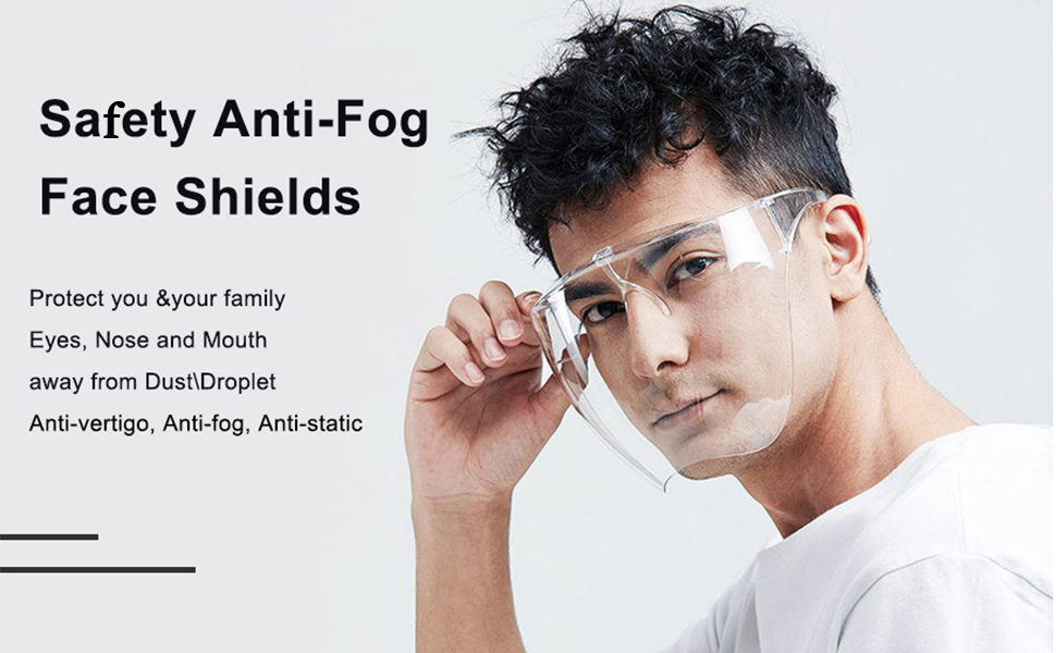 safety anti-fog face shields protece your eyes, nose and mouth away from dust/droplet