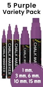 5 Purple Variety Chalk Markers