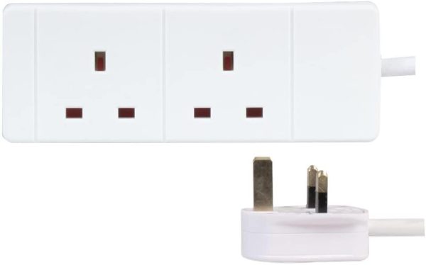 Pro-Elec PL09172 2m 2 Way Extension Lead - White