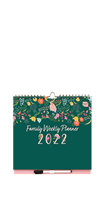 2021 2022 family wall calendar with six columns week to view shopping list to do pocket stickers pen