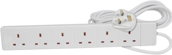 Pro Elec 6g2mwte 6 Gang Extension Lead with 2 m Cable - White