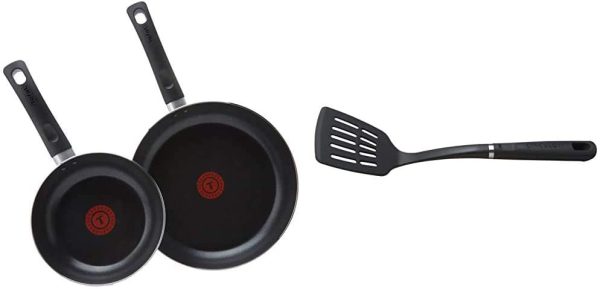 Taste 20 cm/ 28 cm Twin Pack Frying Pan Set, Non Stick -Black & Circulon - Momentum - Slotted Turner - Heat Resistant - Comfort Handle - Nylon - Plastic Utensil - Black - Image 5