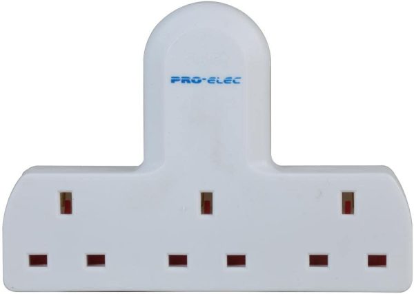 PRO ELEC 250 V 13 A 3 Way/Triple UK Mains 3 Pin Adapter Plug