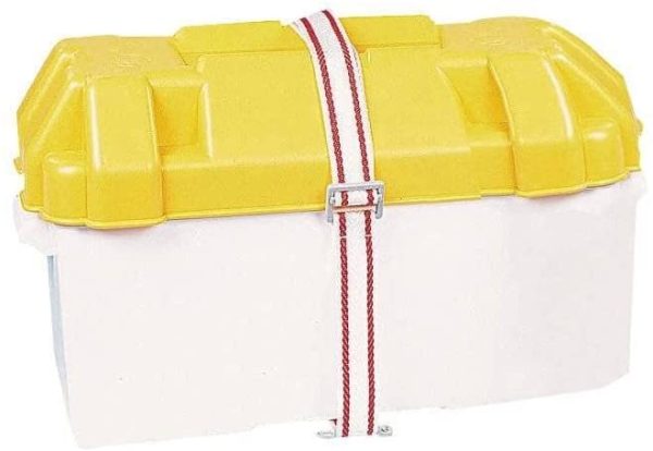 Caravan Yellow 110amp Leisure Battery Holding Box Large