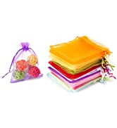 ENNIYU 100 Pieces Organza Bag, 10X12CM Wedding Party Favour Bags, Mixed Color Small Gift Bags Jew...