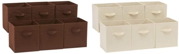 Foldable Storage Cubes (6 Pack), Beige & Foldable Storage Cubes (6 Pack), Brown