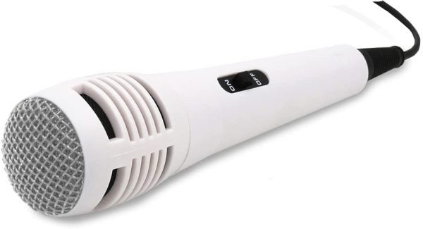 Compact Handheld Karaoke Microphone. Perfect for use with all Karaoke Machines (White)