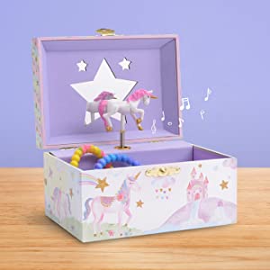 JewelKeeper glitter rainbow unicorn musical jewellery box A1328