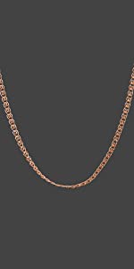 Amberta 14K Rose Gold Plated on 925 Sterling Silver 2.3 mm Heart Chain Necklace