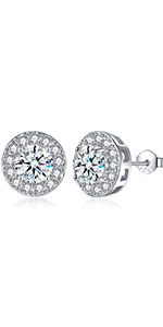 silver diamond earrings for women birthstone earrings sterling silver stud earrings