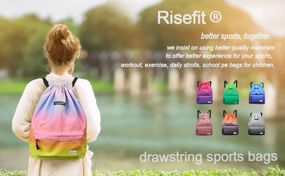 Risefit drawstring pe swimming school sports bags