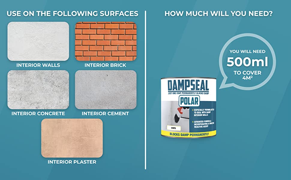 DampSeal can be used on a wide range of interior surfaces