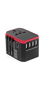 Red Travel Adapter