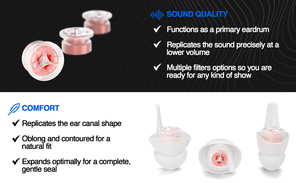 EarPeace Music PRO ear plugs, ear plugs for musicians, stage earplugs, concert ear plugs, hearing