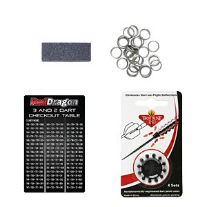 Red Dragon Darts accessories trident 180 spare rings sharpener Checkout card