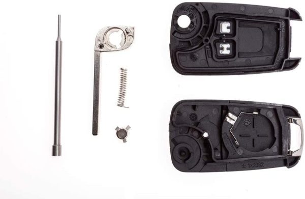 Bladeless Vauxhall style two button flip key case with pin removal tool and needle file for easy key repair - Image 8