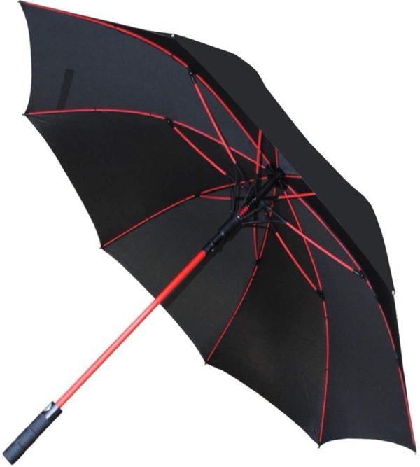 COLLAR AND CUFFS LONDON - 60MPH Windproof Extra Strong - StormFighter Jumbo Umbrella - Red Reinforced Fiberglass Frame - for 1 or 2 Persons - Auto Open - Non Slip Handle - Black, One Size - Image 3