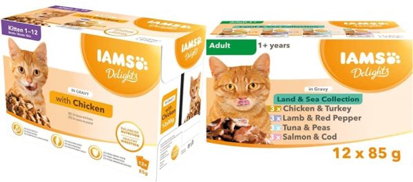 IAMS Delights Wet Food for Kittens 1-12 Months with Chicken in Gravy, 12 x 85 g & Delights Wet Food Land and Sea Collection with Meat and Fish in Gravy, 12 x 85g - Image 6