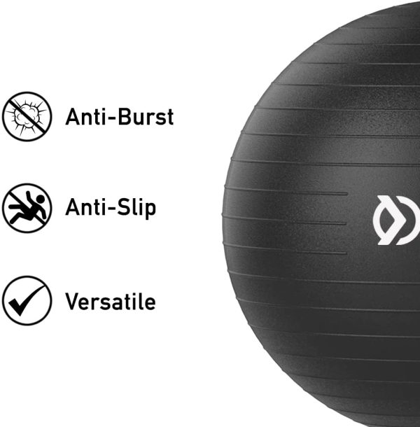 OXFIT Exercise Ball - Anti-Burst 55 to 85cm Yoga Ball with Foot Pump - Gym Ball for Fitness, Pilates, Pregnancy, Labour, Birthing Ball, Swiss Ball ?C multiple colours - Image 5