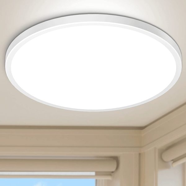 160LED Round Ceiling Lights, Modern 28W 2520LM Bathroom Waterproof Flush Mount Ceiling Lamp, Daylight White 6000K Bright Lighting Fixture for Kitchen Bedroom Hallway Office Garage Utility Room - Image 2