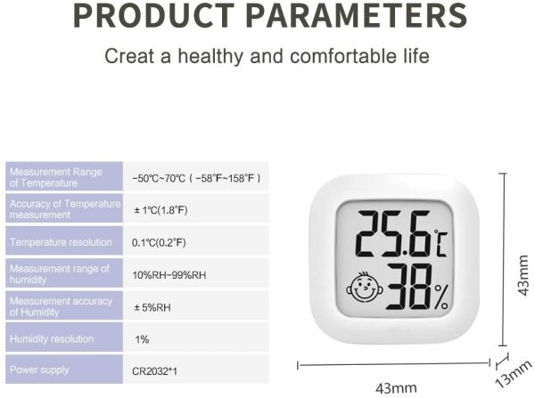 Digital Hygrometer Indoor Thermometer Room Thermometer and Humidity Gauge with Temperature Humidity Monitor for Greenhouse, Garden, Cellar