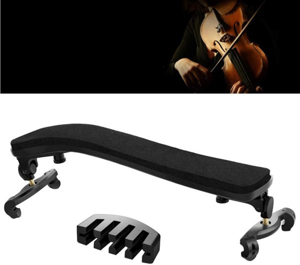 Branger Violin Shoulder Rest for 1/2 and 1/4 Size, with Collapsible and Height Adjustable Feet, Including a Violin Practice Mute