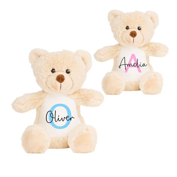 Personalised Teddy Bear Soft Toy with Name & Initial, Customisable Baby Gift, New Baby Gift, Newborn Baby Gift, Baby Boy, Baby Girl, Custom Teddy Bear, Keepsake, Baby Shower Gift, Christening Gift