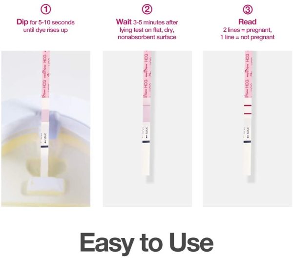 Easy@Home 25 x Pregnancy Test Strips for Early Detection 10 MIU/ml, Fertility Test Kit, 25 HCG Tests - Image 2