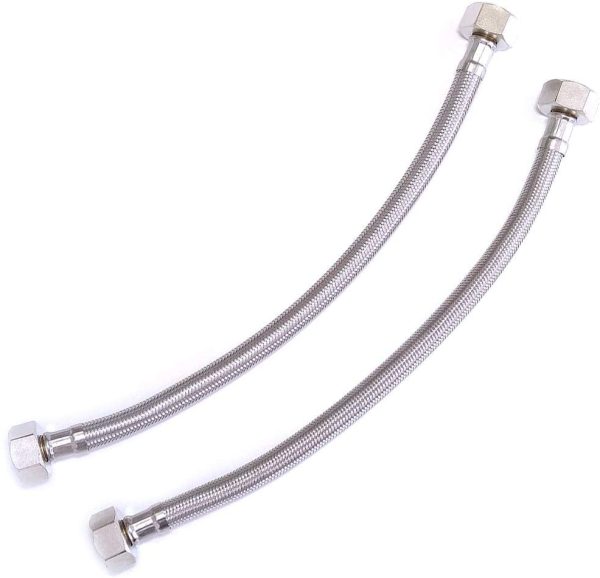 Pair of 1/2" x 1/2" BSP (300mm) Kitchen Basin Monobloc Mixer Tap Connector Flexible Hose Pipes Tail -FBA - Image 2