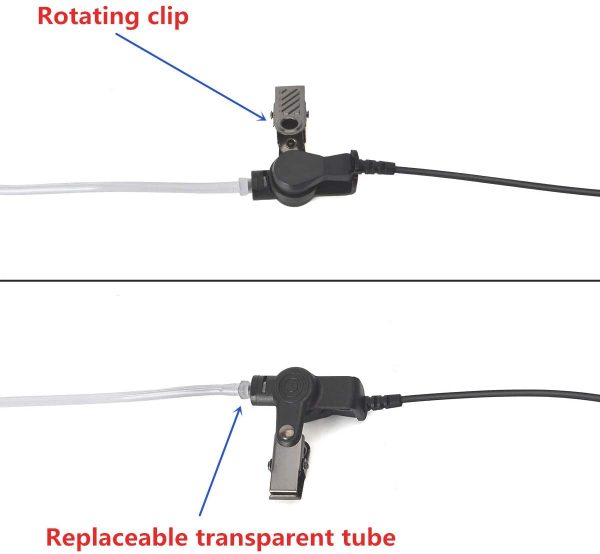 HYS Covert Acoustic Tube Security Bodyguard Earpiece Headset PTT Mic Compatible With Motorola CP040 DP1400 GP68 GP88 GP300 CT150 Pro1150 Hyera Midland 2 Way Radio - Image 3