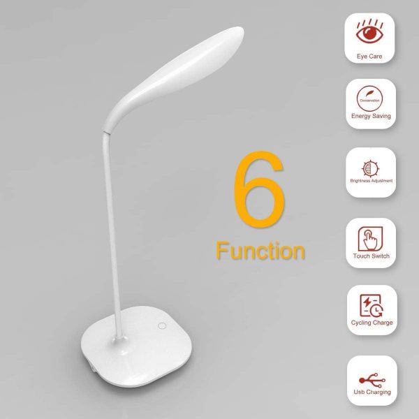 Desk Lamp, USB Portable Eye-Care LED Desk lamp, 3 Level Dimmer Suitable for Reading/Relaxation/Bedtime,Night Light,Flexible Neck,Touch-Sensitive Control Panel - Image 3