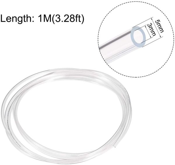 PVC Clear Vinyl Tubing, 3mm(1/8") x 5mm(3/16") Plastic Tube Flexible Water Pipe 3.3ft - Image 3