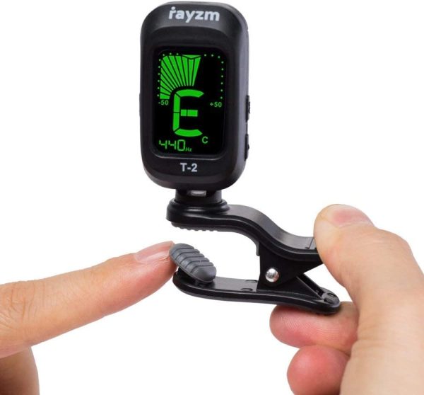 Rayzm Guitar Tuner, Clip-on Tuner for Chromatic/Guitar/Bass/Ukulele/Violin, Large Note Name on Clear LCD Screen for Easy Reading, Calibrated Pitch, Battery Included, Auto Power Off - Image 3