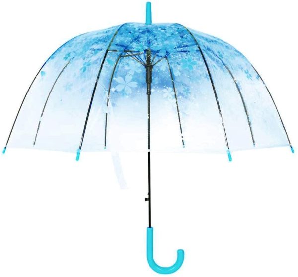 Clear Canopy Bubble Umbrella Transparent Dome Shape Cherry Blossoms,Windproof Lightweight Stick Umbrella - Image 5