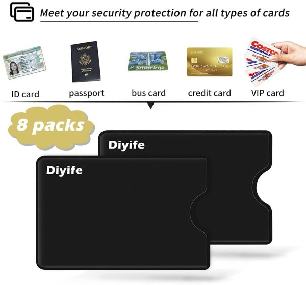 Diyife RFID Blocking Sleeves, [8 Pack] [T??V Certification] Anti-Theft Credit Card Protector RFID & NFC Contactless Card Security Holders Prevent Identity Theft for Credit, Debit Cards - Image 5